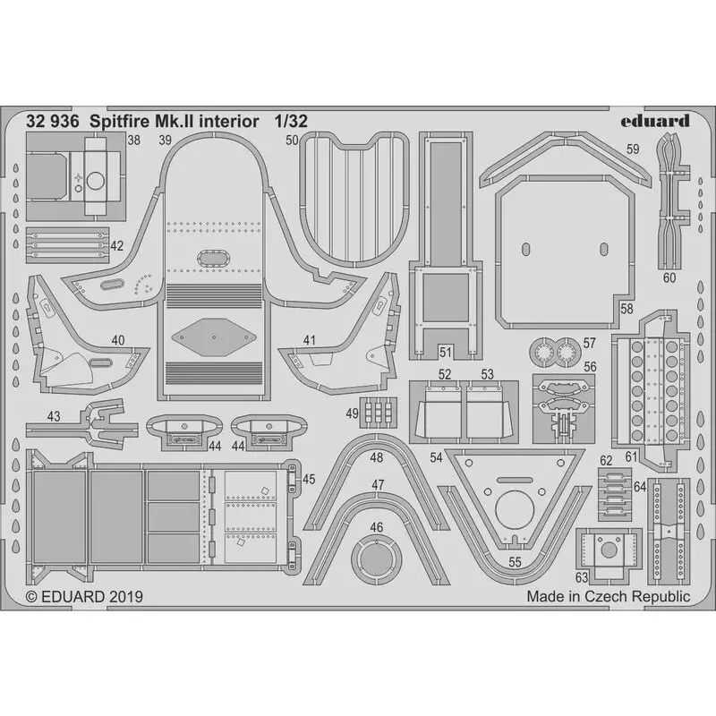 Nieuw Supermarine Spitfire Mk.IIa-interieur (ontworpen voor gebruik met Revell-kits)