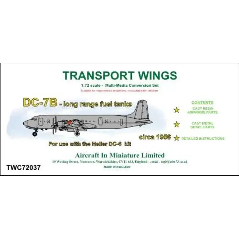 Douglas DC-7B lange-afstandstanks (ontworpen voor gebruik met Heller Douglas DC-6 sets) Aanbieding