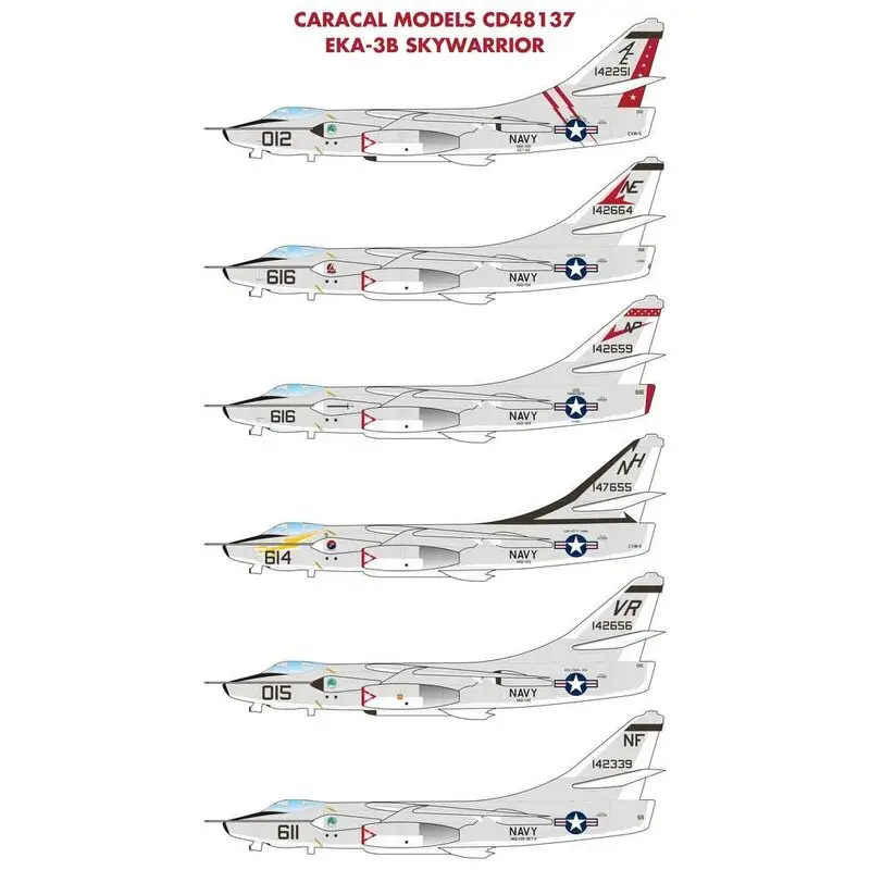 Sticker Douglas EKA-3B Skywarrior: Zes kleurrijke markeeropties uit het Vietnam War-tijdperk die de matte markeringen in de Trum Koop Online