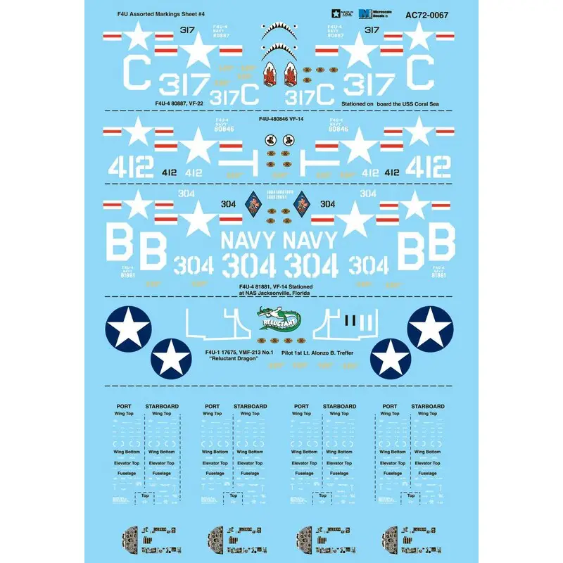 Sticker Vought F4U Corsair Assorted Marking Sheet 4 Decal Koop Online