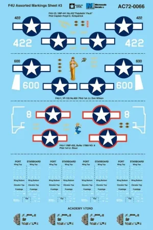 Sticker Vought F4U Assorted Marking Sheet 3 Decal Veilige Betaling