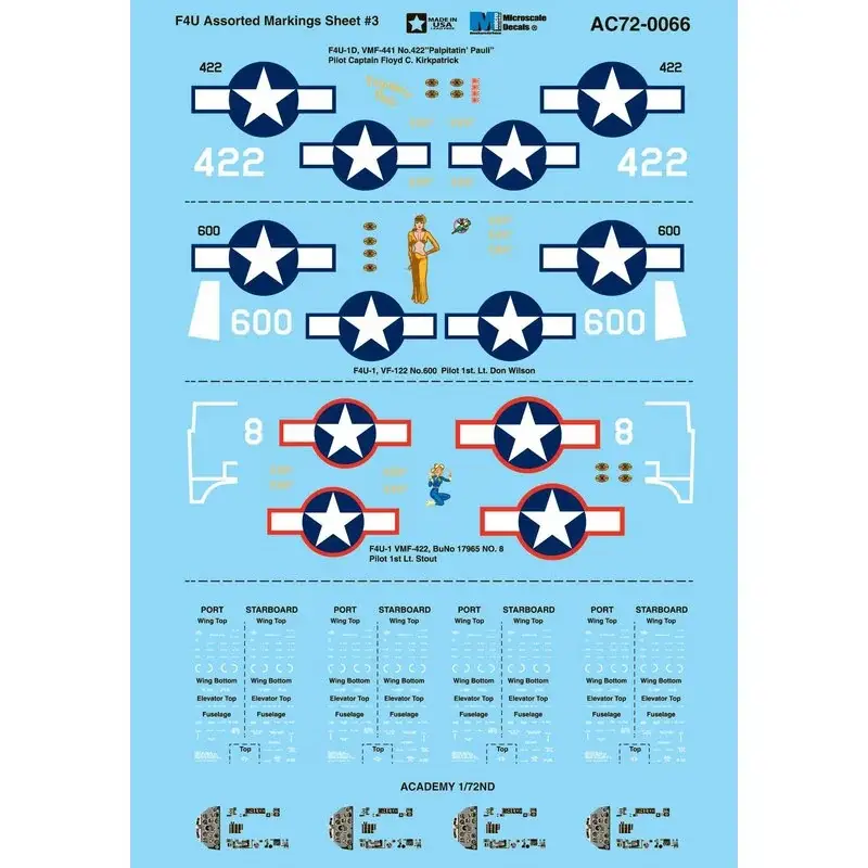 Sticker Vought F4U Assorted Marking Sheet 3 Decal Veilige Betaling