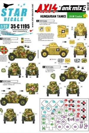 Rechtstreeks Van De Fabrikant Axis en Oost-Europese tankmix 5. Hongaarse tanks in WW2, 39.M Czaba pantserwagen Decal