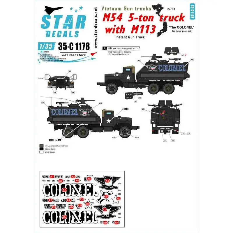Laatste Versie Vietnam Gun Trucks 3. The COLONEL - 3e blauwe verfbeurt.M54 5-tons truck met een uitgehaalde M113.