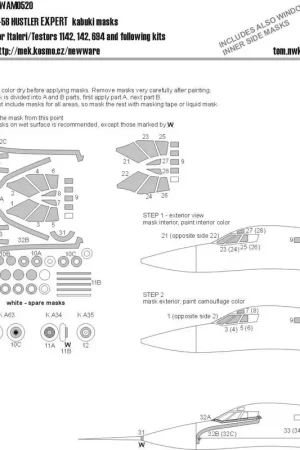 Bestel Nu Convair B-58 Hustler EXPERT kabuki maskeert vliegtuigluifel inclusief binnenzijde maskers, wielen, antiverblindingsscherm en and