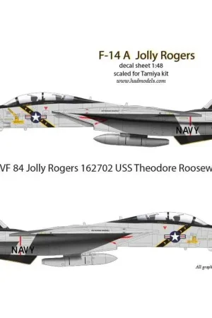 Sticker Grumman F-14A Tomcat VF-84 Jolly Rogers deel 1 USS Theodore Roosevelt 1987 Decal Koop Online
