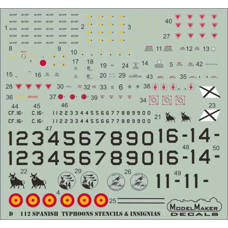 Sticker Spaanse Tyfoons-stencils en insignes Decal Populair