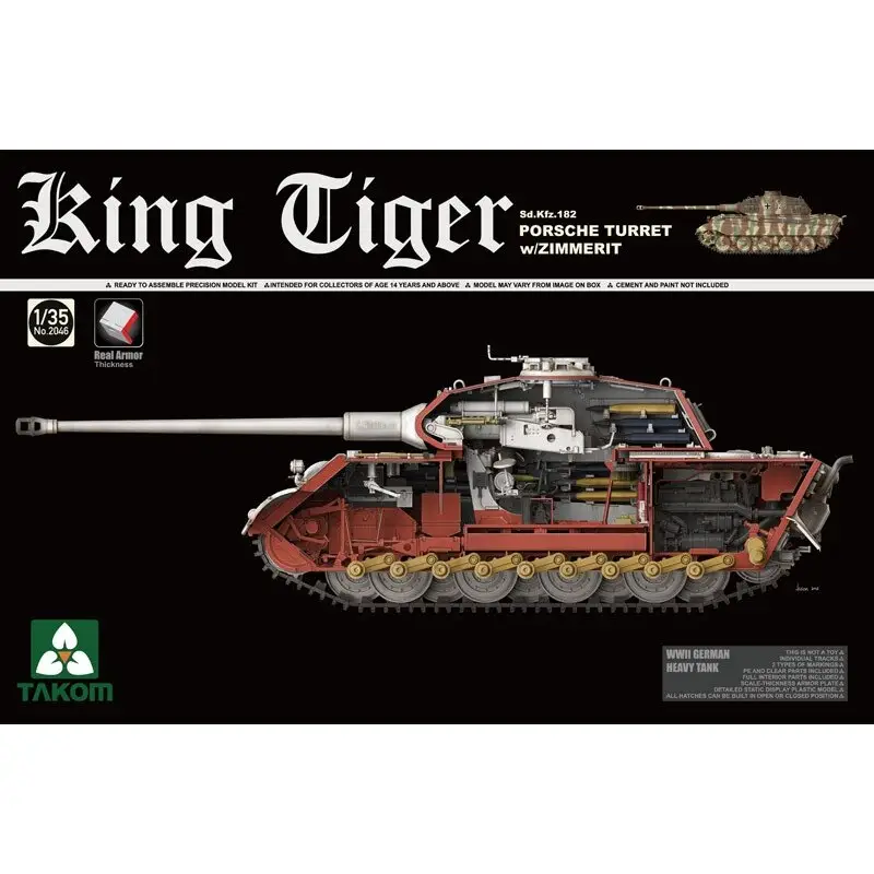 Betrouwbaar Pz.Kpfw.VI King Tiger Porsche Turret en Zimmerit en Binnenlandse Zaken.Duitse Heavy Tank Sd.Kfz.182