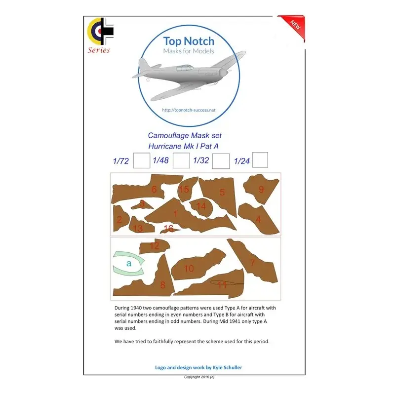 Hawker Hurricane Mk.I Patroon Een patroon van de camouflage verf masker Accessoire Finale Uitverkoop
