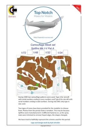 Supermarine Spitfire Mk.I om Mk.V Patroon Een patroon van de camouflage verf Mask Accessoire Laatste Kans