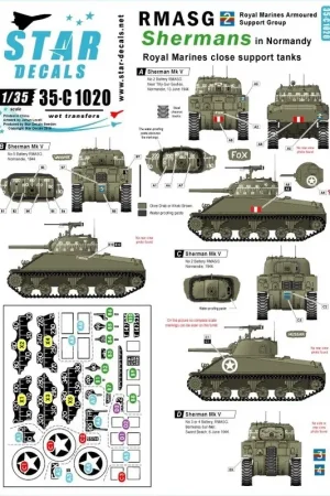 Koop Vandaag RMASG Shermans - Royal Marines tanks in Normandië.Sherman Mk.V Decal