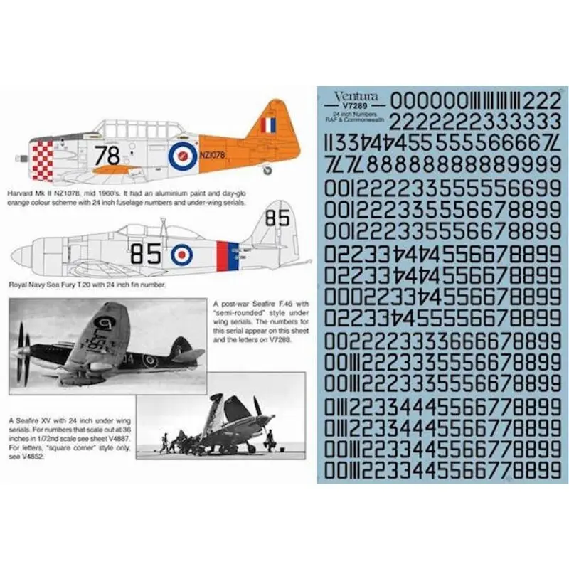 Rechtstreeks Van De Fabrikant Sticker 24 inch nummers voor RAF, RN, RAAF, RCAF en RNZAF etc Dit blad bestaat uit een verscheidenheid van zwarte 24 inch nummer