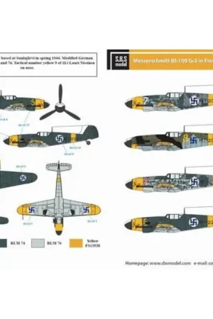 Sticker Messerschmitt Bf-109G-2 Finse Dienst WWII Decal Populair