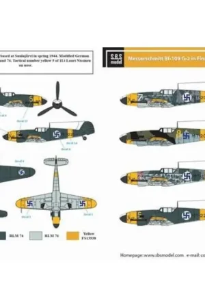Sticker Messerschmitt Bf-109G-2 Finse Dienst WWII Decal Aanbieding