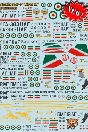 Actieprijs Sticker Northrop F-5A / F-5B / F-5E / F-5F / RF-5A Tiger II Iraanse luchtmacht Decal