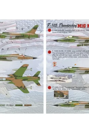 Finale Uitverkoop Sticker Republiek F-105D Thunderchief MiG Killers Hanoi Special, Cherry Girl, Memphis Belle II