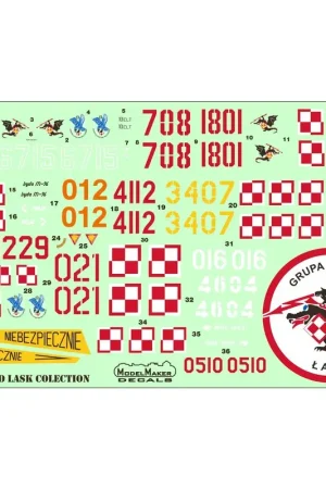 Sticker Archeo Lask Collection.12 vliegtuigen en helikopters van 32 Air Tactical Base Polen.Een groep soldaten, modelbouwers e Hete Deal