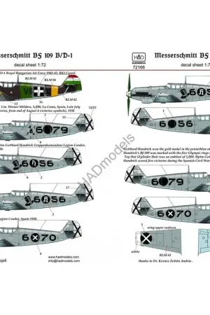 Sticker Messerschmitt Bf-109B / Bf-109 D Decal Bestseller