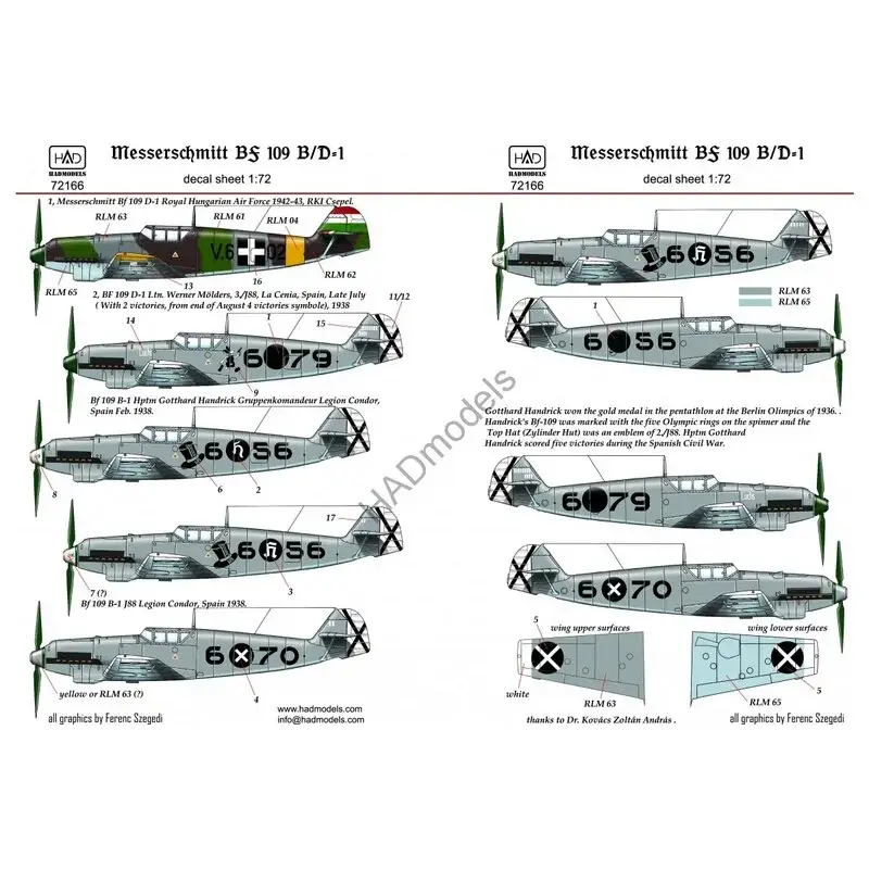 Sticker Messerschmitt Bf-109B / Bf-109 D Decal Bestseller