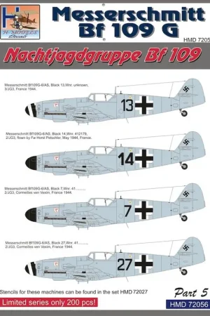 Direct Beschikbaar Sticker Messerschmitt Bf-109G NJGr Messerschmitt Bf-109, Pt.5 Decal