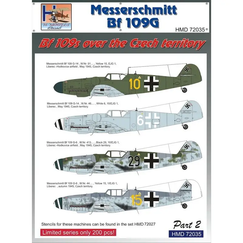 Sticker Messerschmitt Bf-109's Over de Tsjechische Territory, Pt.2 Decal Goedkoop