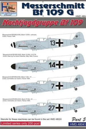 Sticker Messerschmitt Bf-109G NJGr Messerschmitt Bf-109, Pt.5 Decal Op = Op