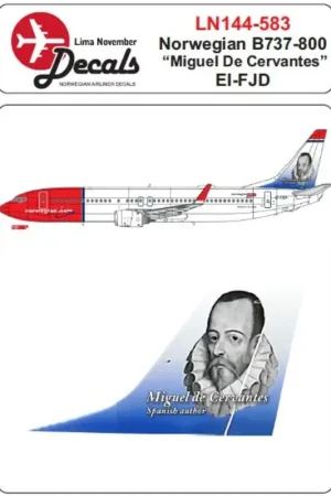 Nu Kopen Sticker Noorse Boeing 737-800 EI-FJD Miguel de Cervantes Decal