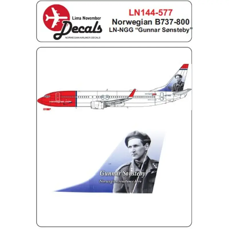 Hoge Kwaliteit Sticker Noorse Boeing 737-800 LN-NGG Gunnar S Decal