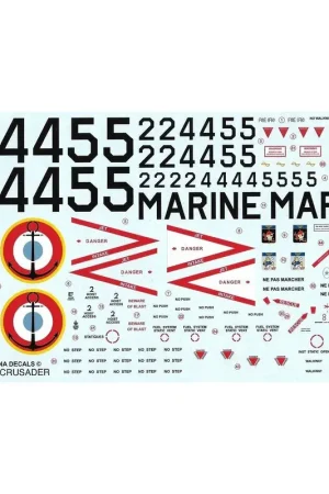 Premium Sticker Vought F-8E (FN) French Crusader: N & # 8734-25 Flotille 14F Lann-Bihoue 1973 & N & # 8734-4 Flotille 12F Landivisiau 19
