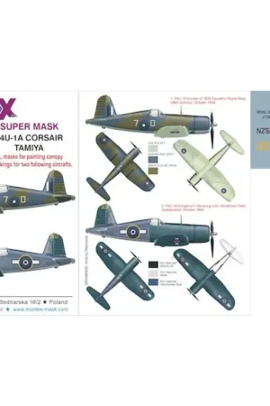 Vought F4U-1 Corsair (ontworpen voor gebruik met Tamiya kits) 2 kap masker (buiten en binnen) + 2 insignia maskers + decals Gecertificeerd