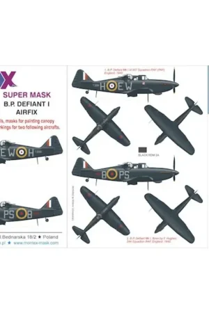 Koop Online Boulton-Paul Defiant Mk.I (ontworpen voor gebruik met Airfix kits) 2 kap masker (buiten en binnen) + 2 insignia maskers + decals