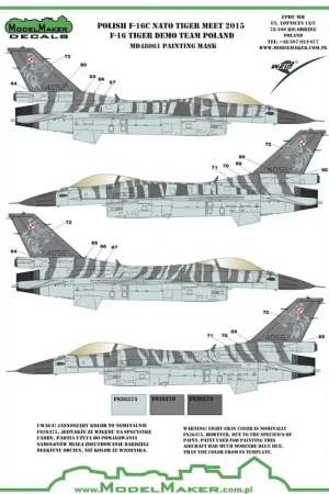 Gereduceerde Prijs Poolse F-16C NATO Tiger Meet 2015 - F-16 Tiger Demo Team Polen verf masker voor kleurstelling markeringen