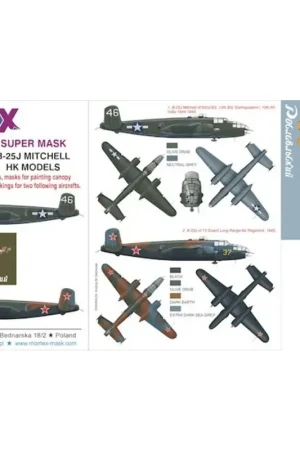 Snelle Levering Noord-Amerikaanse B-25J Mitchell (ontworpen voor gebruik met Hong Kong Models kits) 2 kap masker (buiten en binnen) + 4 insignia