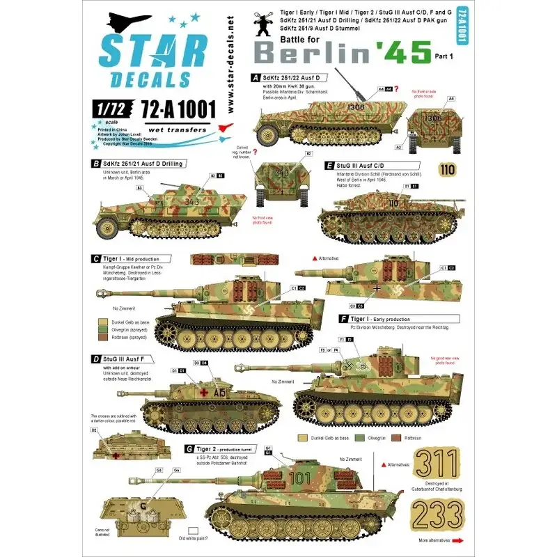 Seizoensaanbieding Battle for Berlin 45 # 1. halftracks, StuGs en Tigers Decal