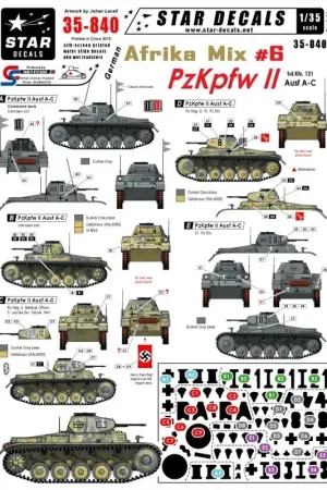Voordeelprijs Duitse Afrika Korps Mix # 6 Pz.Kpfw.II Ausf.AC 5. Leichte Div, 15. Pz.Div, 21. Pz.Div.