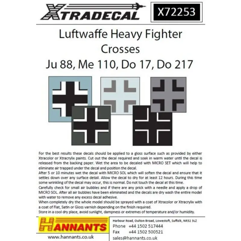Sticker Luftwaffe Heavy Fighter Kruisen voor Junkers Ju 88 - Dornier Do 17, 215, 217 en de Messerschmitt Bf 110See ook X72Luft1 Weekendaanbieding