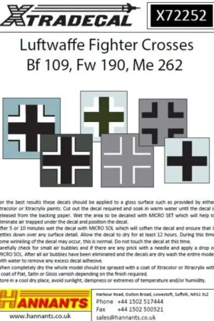 Sticker Luftwaffe Fighter Kruisen voor Messerschmitt Bf 109, Focke-Wulf Fw 190 en Me 262 etc.See ook X72Luft1 Meest Verkocht