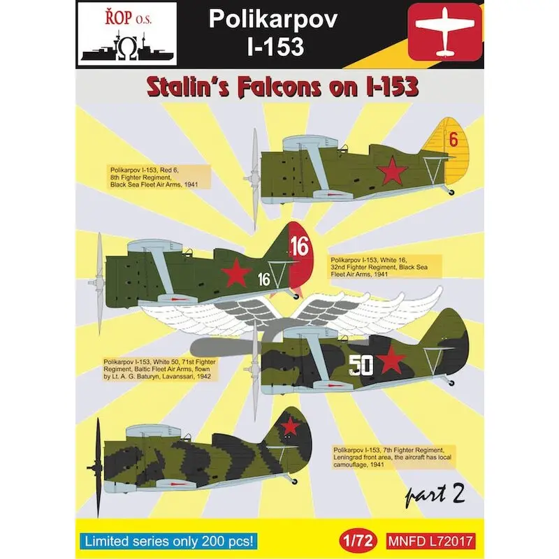 Betaalbaar Sticker Polikarpov I-153 - Stalin Falcons op de I-153, deel 2 Decal