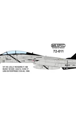 Sticker Grumman F-14A Tomcat VF-103 heel Rogers 1981 USS Nimitz Decal Goedkoop