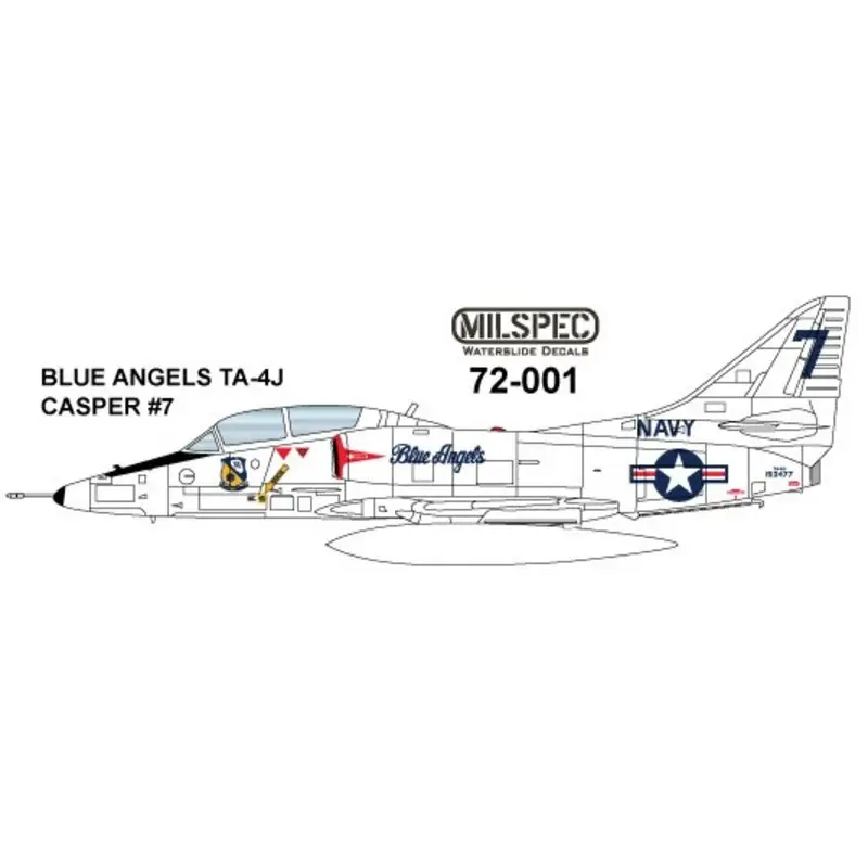 Sticker Douglas TA-4J Skyhawk CASPER Blue Angels Flight Demonstratie Team (wit geschilderde vliegtuigen niet blauw) Weekendaanbieding
