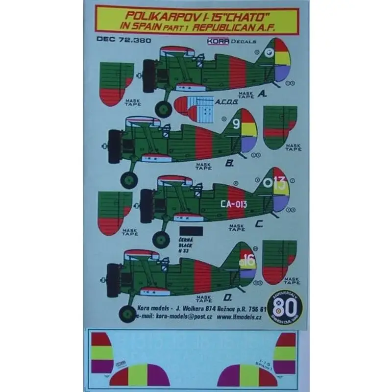 Sticker Polikarpov I-15 'Chato' in Spanje Vol.1 Decal Nu Kopen