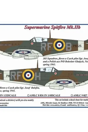 Lage Prijs Sticker 303 Squadron RAF, Supermarine Spitfire Mk.IIb, gevlogen een Tsjechische piloot Sgt.J.Balejka