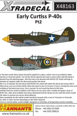 Sticker Curtiss p-40B Tomahawk Pt 2 (6) RAF AK578 Tomahawk Mk.IIB GA-V P / Off Neville Duke 112 Sqn Egypte 1942 met haai mond Weekendaanbieding