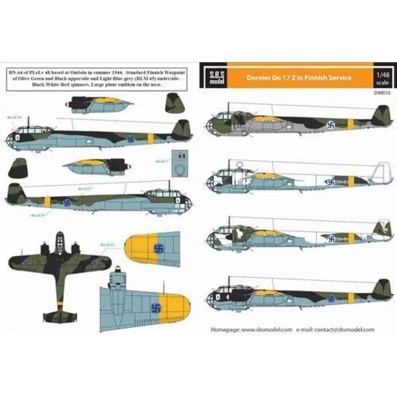 Sticker Dornier Do 17Z in Finse dienst Decal Nieuw