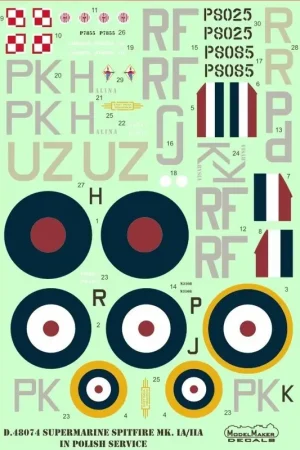 Sticker Supermarine Spitfire Mk.I / II in het Pools dienst Uitverkoop