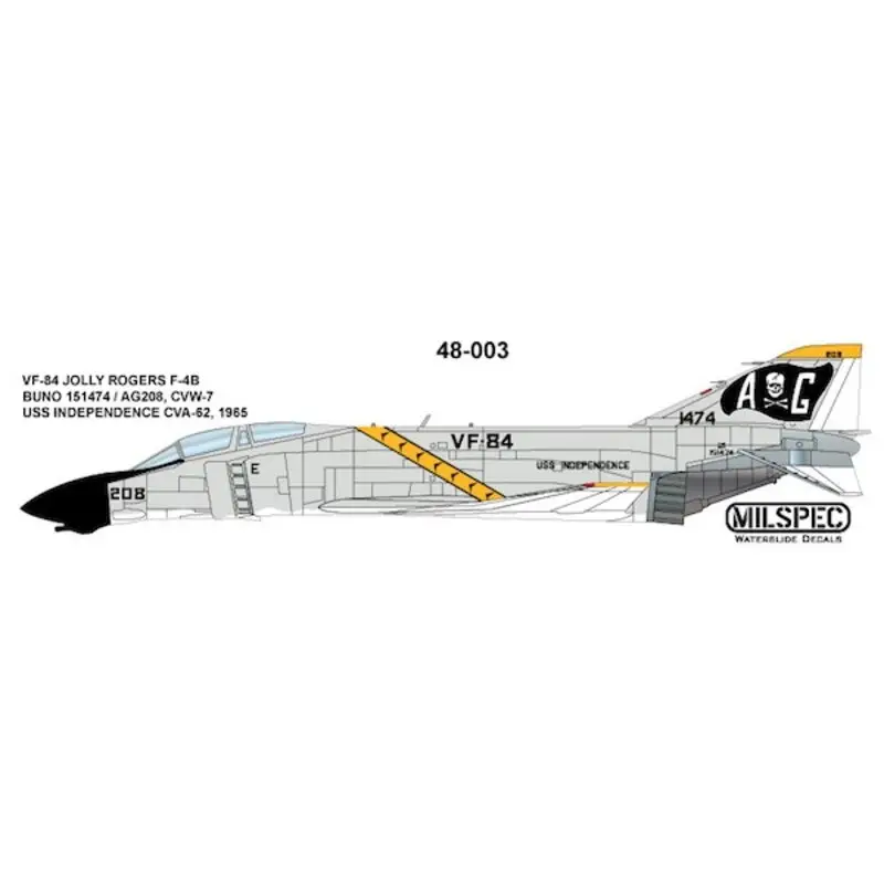 Sticker McDonnell F-4B Phantom VF-84 HEEL ROGERS 1965 USS Independence Decal Tijdelijk Beschikbaar