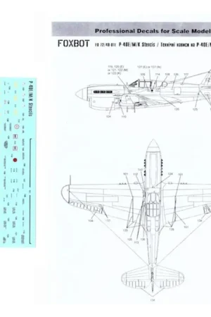Sticker Curtiss P-40E / P-40M / P-40K Stencils Decal Hete Deal