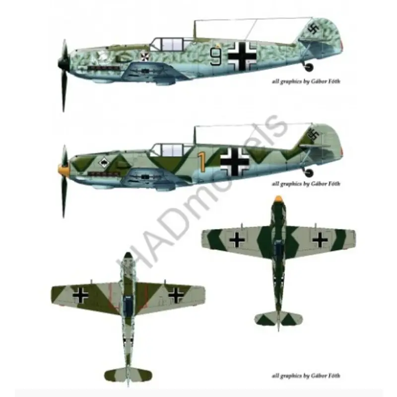 Sticker Messerschmitt Bf 109E-4 (Black 9 schnauzl - yellow1) Decal Dagaanbieding