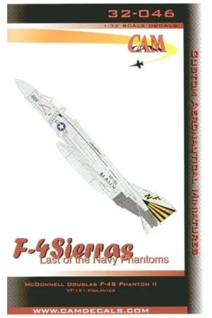 Sticker McDonnell F-4S Phantom (1) 153.880 NF / 205 VF-151 Vigilantes USS Midway 1982 Overall Lt Gull Grey Betaalbaar