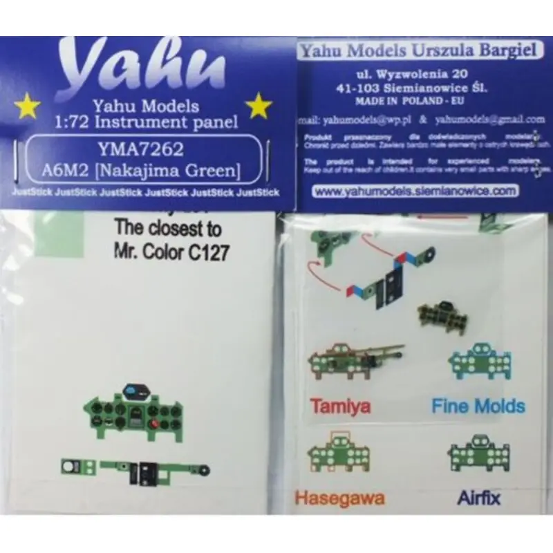 Nakajima A6M2 Zero Photoetched instrument panels. Coloured. Ready to fit in a model (JustStick) (designed to be used with Airfix Meest Verkocht